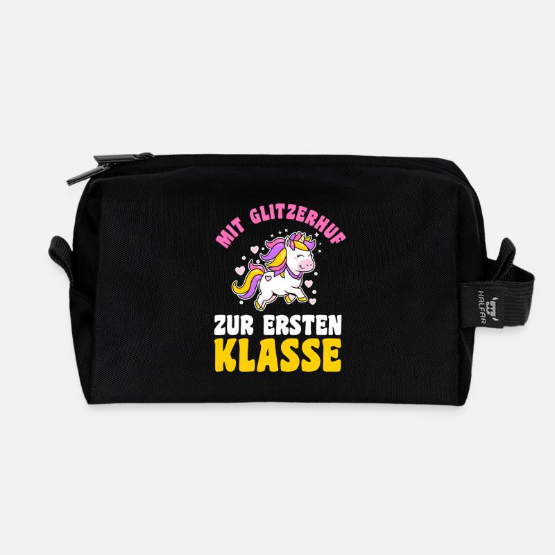 Kita Abgänger Einschulung Pferde Schulkind - Recycelte Kulturtasche - Schwarz