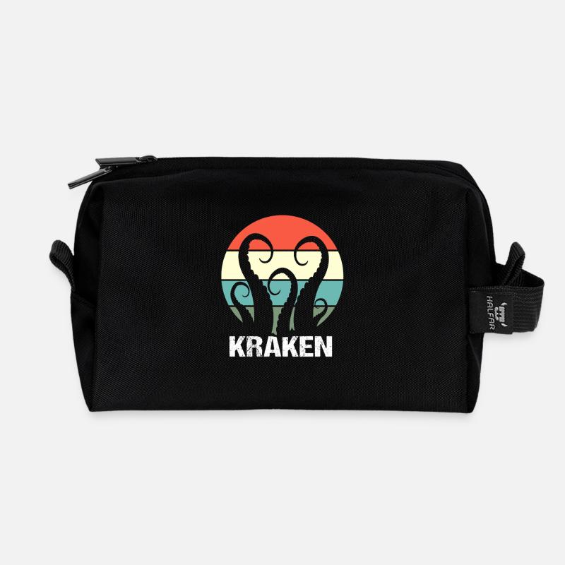 Tintenfisch Krake Kraken Oktopus - Recycelte Kulturtasche - Schwarz