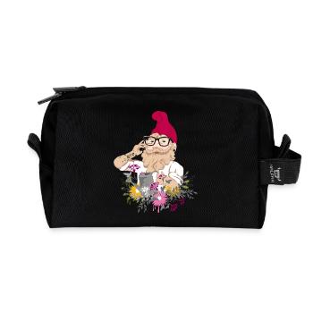 Nain de jardin hipster avec téléphone portable et arrosoir - Trousse de toilette en tissu recyclé - noir - Devant