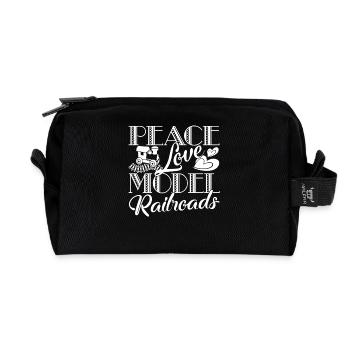 Model Railroad Peace Love Model Railroad - Recycled Toiletry Zip Bag - black - Front