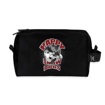 Hunde im Winter in 50er Jahre-Design - Recycelte Kulturtasche - Schwarz - Vorne