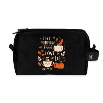 Herbstlicher Pumpkin Cozy Print Kürbis Design  - Recycelte Kulturtasche - Schwarz - Vorne