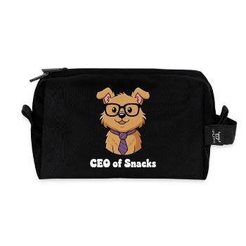 CEO of Snacks Hund mit Brille - Recycelte Kulturtasche - Schwarz - Vorne
