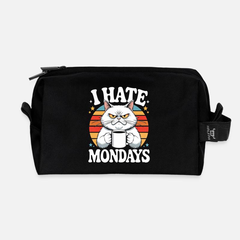 Mürrische Katze Ich Hasse Montage - Recycled Toiletry Zip Bag - black
