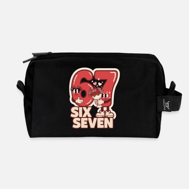 67 Six Seven meme Valentinstag Lustig Geschenk - Recycelte Kulturtasche - Schwarz