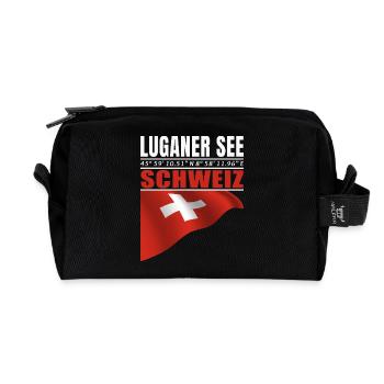 Luganer See - Recycelte Kulturtasche - Schwarz - Vorne