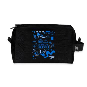Tiny ripple in a stormy ocean (busy pattern) - Recycled Toiletry Zip Bag - black - Front