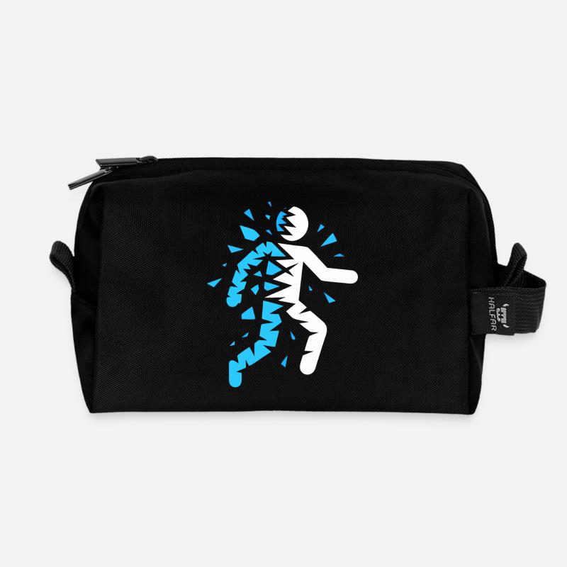 Blue exploded silhouette - Recycled Toiletry Zip Bag - black