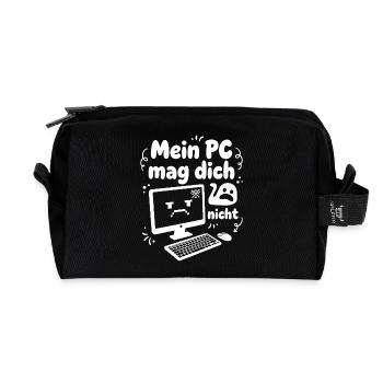 Mon PC ne t’aime pas – Tech Humour - Trousse de toilette en tissu recyclé - noir - Devant