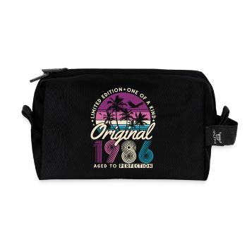 40e anniversaire Rétro Cadeau 1986 - Trousse de toilette en tissu recyclé - noir - Devant