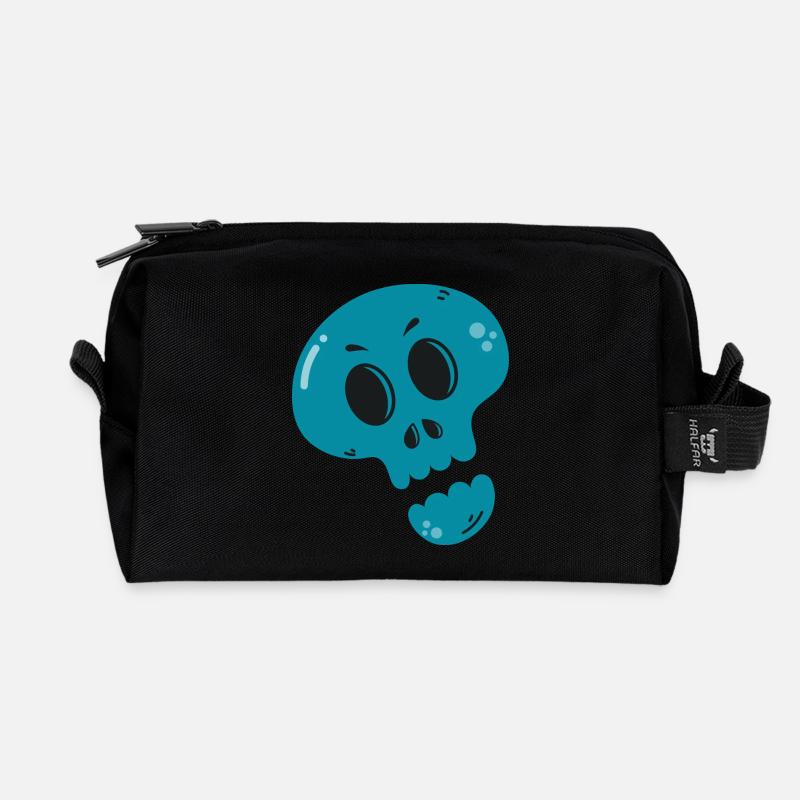 Melted Blue Skull - Recycled Toiletry Zip Bag - black