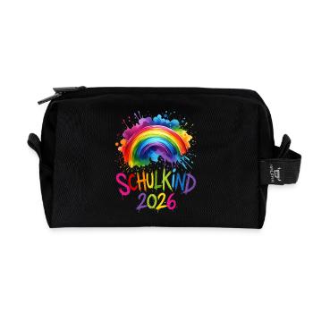 Schulkind 2026 Regenbogen - Recycelte Kulturtasche - Schwarz - Vorne
