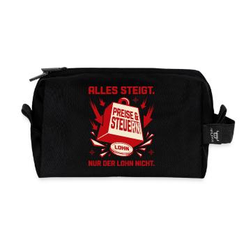 Everything rises except the wages - Recycled Toiletry Zip Bag - black - Front