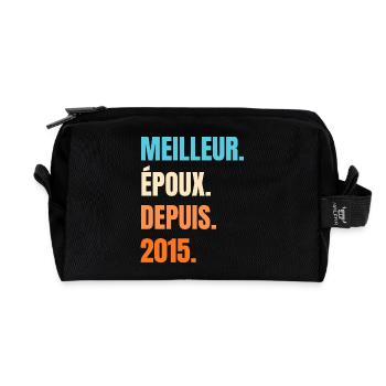 Best Husband Since 2015 Husband Gift - Recycled Toiletry Zip Bag - black - Front