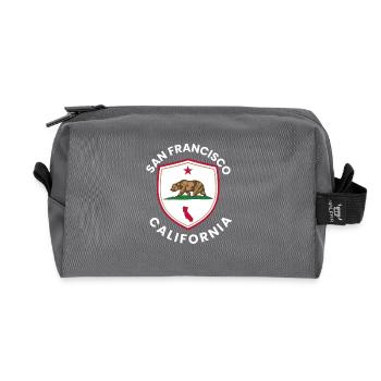 California Bear Flag Emblem - Recycled Toiletry Zip Bag - anthracite - Front