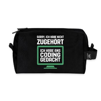 Coding thought on the screen - Recycled Toiletry Zip Bag - black - Front