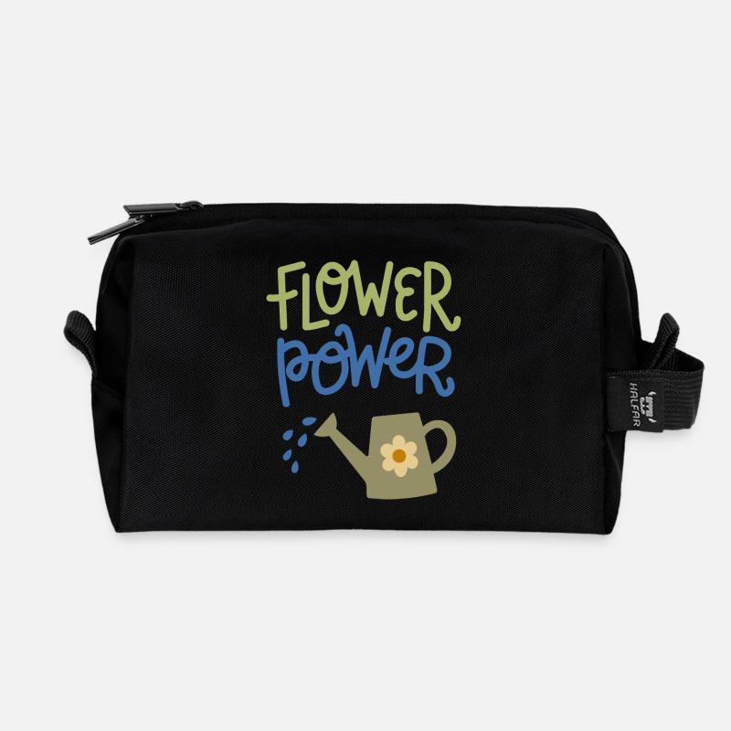 Conception d’arrosoirs de jardinage mignons Flower Power - Trousse de toilette en tissu recyclé - noir