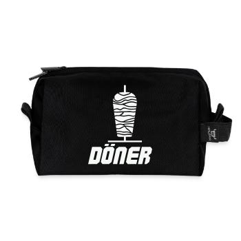 Döner Spieß Icon Schwarz-Weiß - Recycelte Kulturtasche - Schwarz - Vorne