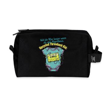 90er Upcycled Throwback Retro Kassette - Recycelte Kulturtasche - Schwarz - Vorne