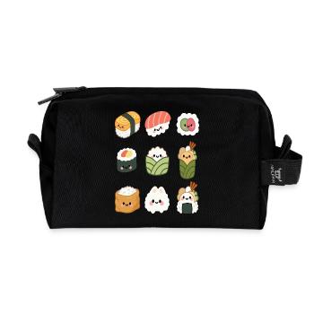 Kawaii Sushi Friends Mignonne Art culinaire japonais - Trousse de toilette en tissu recyclé - noir - Devant