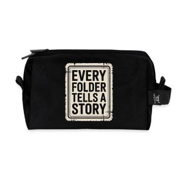 Every Folder Tells a Story - Recycled Toiletry Zip Bag - black - Front