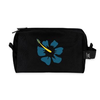 Hibiskus. blaue Hibiskusblüte - Recycelte Kulturtasche - Schwarz - Vorne