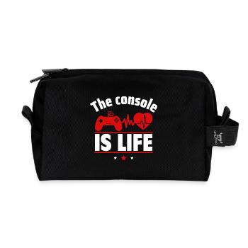 The console is life - Recycled Toiletry Zip Bag - black - Front