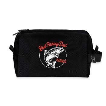 Best fishing dad Dad is the best angler - Recycled Toiletry Zip Bag - black - Front