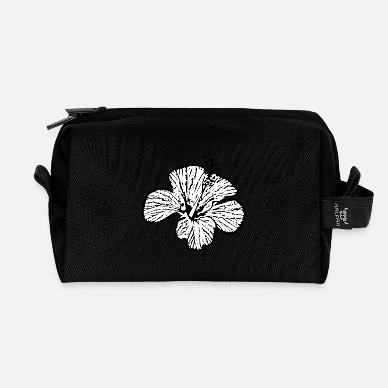 Blume weiß weiße Blume Hibiskus Blüte Muttertag - Recycelte Kulturtasche - Schwarz