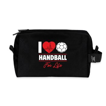 Handball ist mein Leben, Geschenkidee - Recycelte Kulturtasche - Schwarz - Vorne