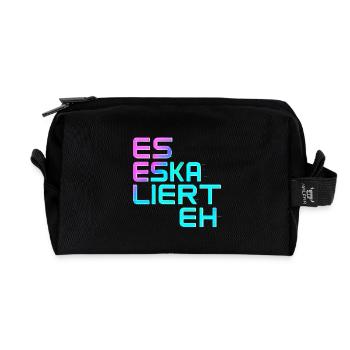 Party Urlaub Spruch Trinkspruch Es Eskaliert Eh - Recycelte Kulturtasche - Schwarz - Vorne