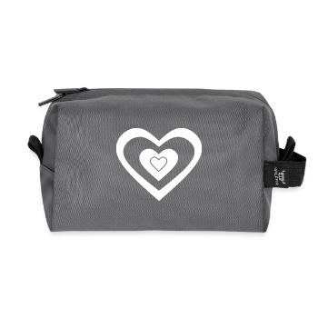 Coeur blanc Saint-Valentin - Trousse de toilette en tissu recyclé - anthracite - Devant