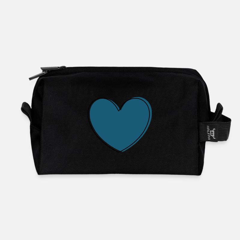 blaues Herz Geschenk - Recycelte Kulturtasche - Schwarz