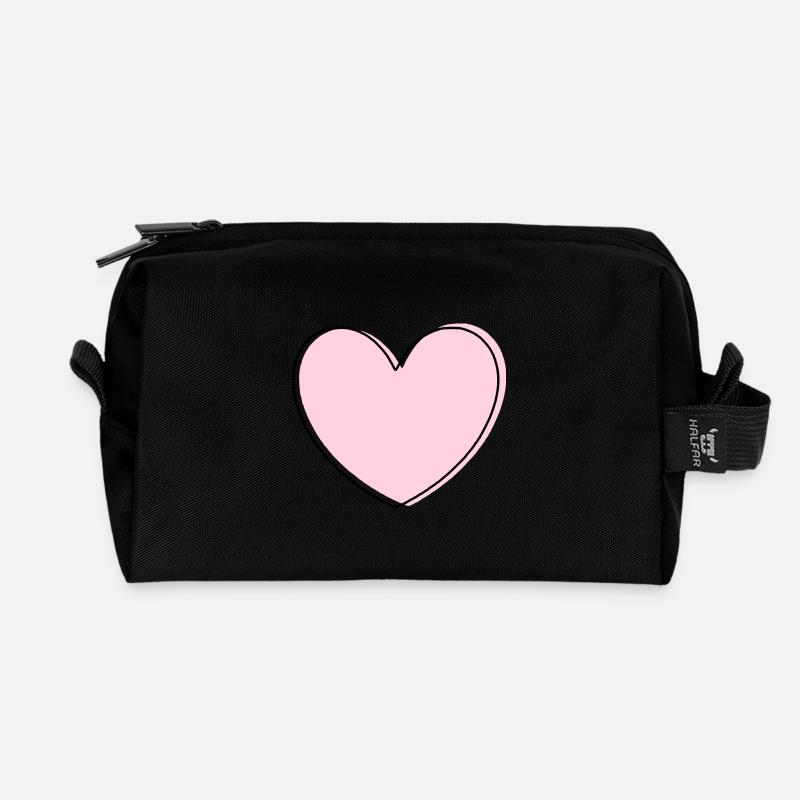 rosarotes Herz Herz rosa Geschenk Valentinstag - Recycelte Kulturtasche - Schwarz