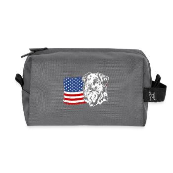 Berger Australien US Amérique Drapeau Chien Wilsigns - Trousse de toilette en tissu recyclé - anthracite - Devant
