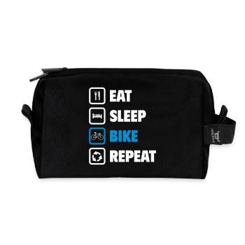 Eat, sleep, cycle, repeat - Recycled Toiletry Zip Bag - black - Front