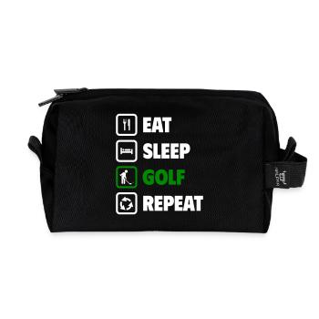 Eat, sleep, golf, repeat! - Recycled Toiletry Zip Bag - black - Front