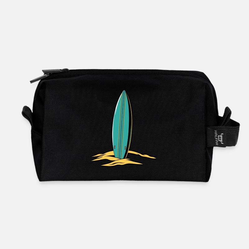 Retro Surfboard – Classic Beach Vibes - Recycelte Kulturtasche - Schwarz