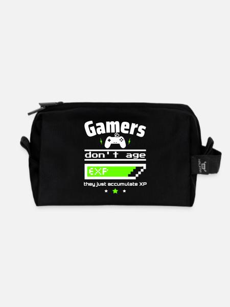 Les joueurs ne vieillissent pas, cadeau geek parfait - Trousse de toilette en tissu recyclé - noir