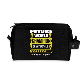 Future World Champion in Motorcycling,Sports - Recycled Toiletry Zip Bag - black - Front