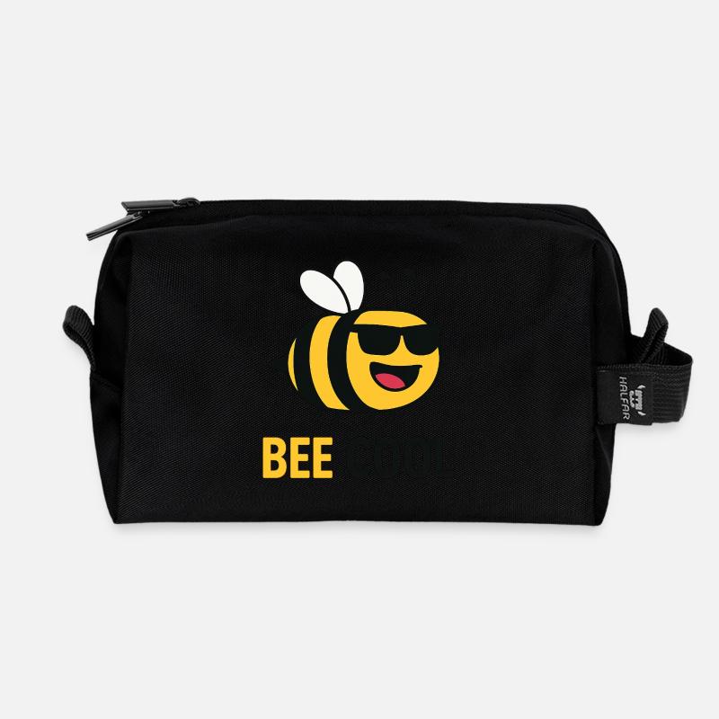 Bee Cool – Lustige Sonnenbrillenbiene - Recycelte Kulturtasche - Schwarz