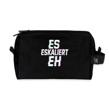 Party Urlaub Spruch Trinkspruch Es Eskaliert Eh - Recycelte Kulturtasche - Schwarz - Vorne