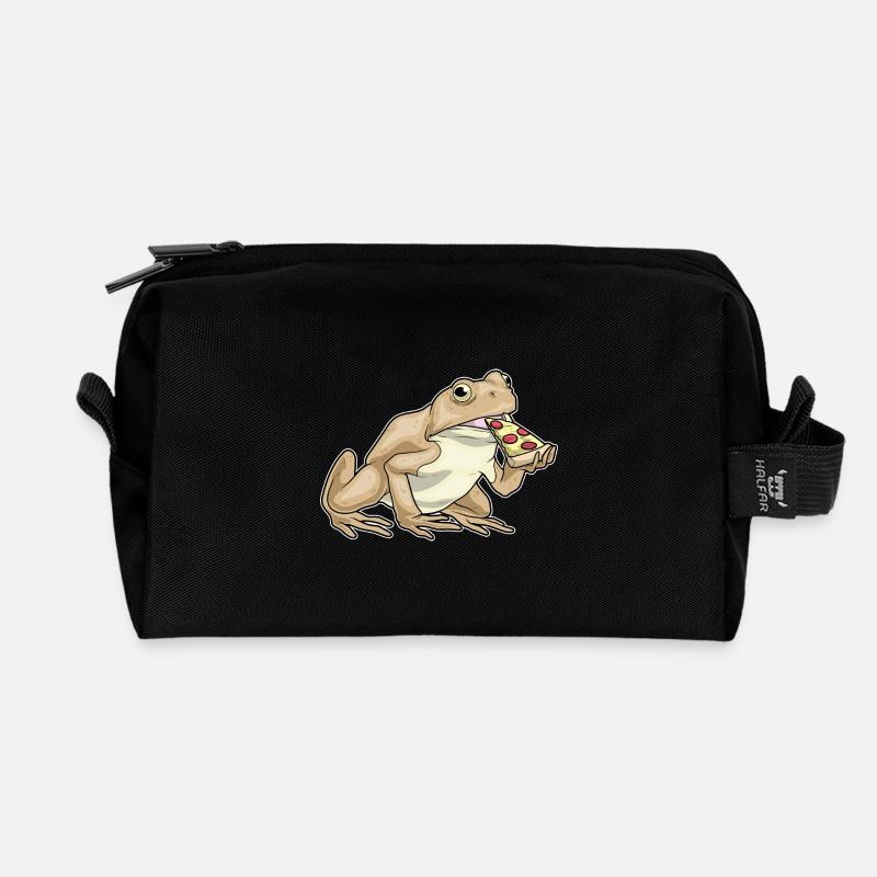 Frosch Pizza - Recycelte Kulturtasche - Schwarz