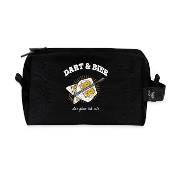 Dart Bier Darts Spruch Bayrisch Maß Dartpfeile Fun - Recycelte Kulturtasche - Schwarz - Vorne