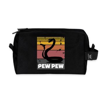 Schlange mit Pistole (Pew Pew) - Recycelte Kulturtasche - Schwarz - Vorne