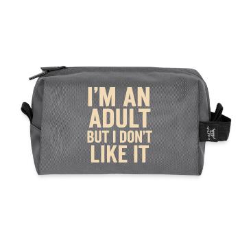 Reluctant Adult Humor - Recycled Toiletry Zip Bag - anthracite - Front