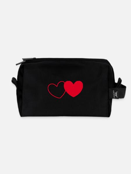 red heart, red heart, red heart, gift, mother's day - Recycled Toiletry Zip Bag - black