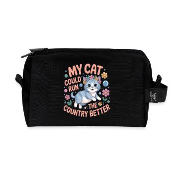 Mon Chat Gouvernerait Mieux Le Pays - Trousse de toilette en tissu recyclé - noir - Devant