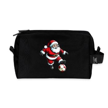 Père Noël Football / Footballeur Père Noël - Trousse de toilette en tissu recyclé - noir - Devant