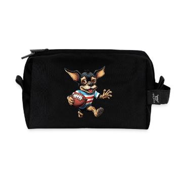 Joueur de rugby Chihuahua - Trousse de toilette en tissu recyclé - noir - Devant